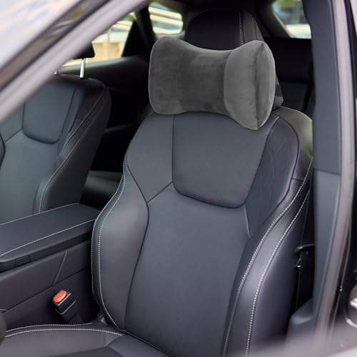 Youyole Car Neck Pillow for Driving Seat 11.8 x 7.87 x 4.7 Inches Office & Gaming Chair Neck Support Pillow Memory Foam with Strap Velvet Cover for Car Driving and Desk Use(Gray)