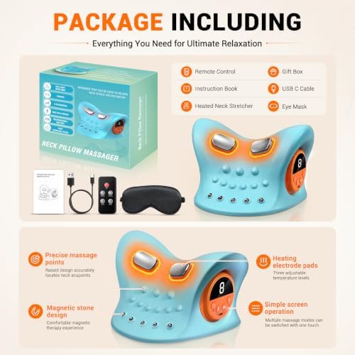 Cordless Neck Massager with Heat for Pain Relief Deep Tissue