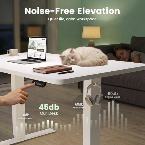 CubiCubi 55 x 24 Electric Height Adjustable Standing Desk, White