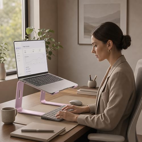 Orionstar Ergonomic Laptop Stand, Aluminum Riser, 10-15.6",Pink