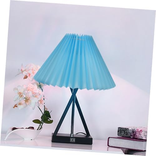 Ipetboom Pleated Cloth Lampshade for Table Lamp Stylish Home Decor Accessory Soft Warm Light Filter Suitable for Bedside and Desk Blue Color