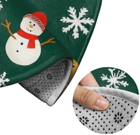 Fashion Round Area Rug Large Non Slip Carpet, Christmas Gingerbread Snowman Green Unisex Home Decor Mat