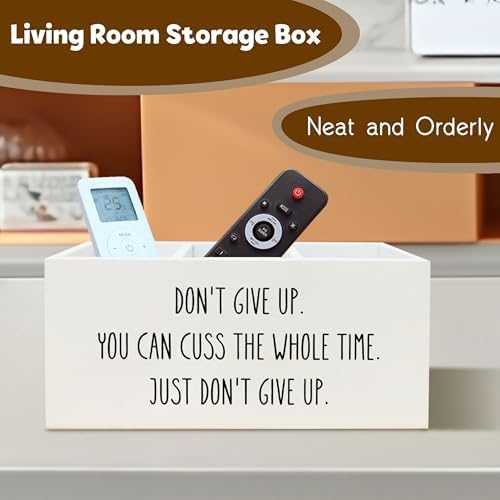 Funny Motivational Pen Holder for Desk, Humorous Inspirational Gifts for Coworkers Friends Women Men, Don't Give Up Funny Wooden Pen Pencil Holder Organizer for Office Desk Accessories