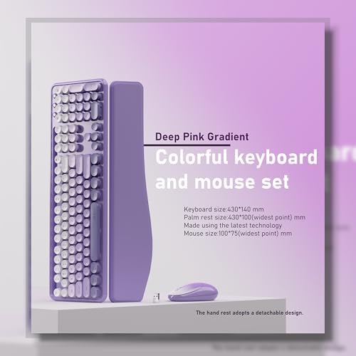 UBOTIE Wireless Keyboard and Mouse Combo, Phone Holder (Purple)