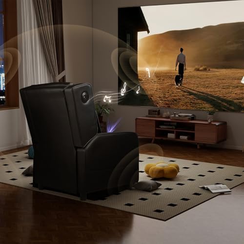 GTRACING Gaming Recliner Chair with Bluetooth Speakers Racing Style Single Gaming Sofa Modern Living Room Recliners Ergonomic Comfortable Massage Home Theater Seating, Black