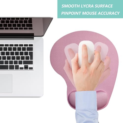 Mouse Pad with Wrist Support, Ergonomic Mouse Pads with Memory Foam Wrist Rest, Easy Typing Pain Relief, Comfortable Home Office Computer Wrist Support Pads for Working Studying Gaming, Pink
