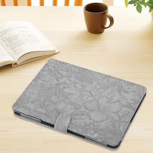 MOSISO PU Leather Sleeve Case, Embossed Hibiscus Portfolio Protective Stand Cover