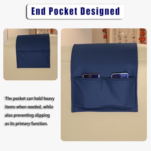 Breathable Perforated Leather Neck Pillow with Non-Slip Memory Foam, Adjustable Support for Recliners, Sofas & Loveseats, Navy Blue