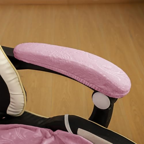 FORCHEER Velvet Gaming Chair Cover Pink with Armrest Covers Stretch Racing Style Computer Game Chair Slipcover with Attached Arms Covers Cat Scratch Proof Washable