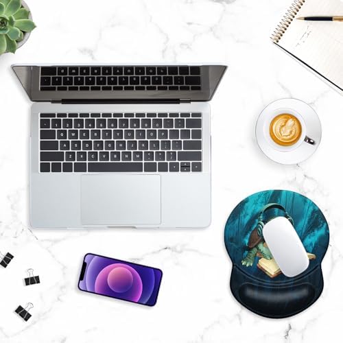ITNRSIIET Ergonomic Mouse Pad with Gel Wrist Support Small Wrist Rest Smooth Surface Non-Slip PU Base Comfortable Office Supplies Pain Relief, 8.7 x 7.2 inches, Pretty Turtles
