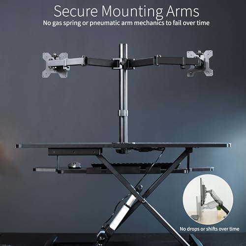 VIVO Black 36 inch Desk Riser with Dual Monitor Mount, DESK-KIT-VE36B2