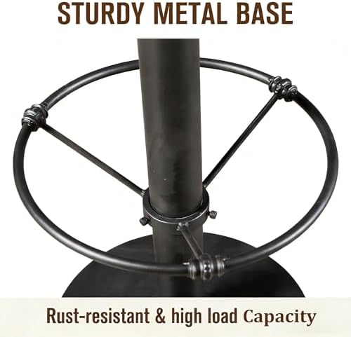 LOKKHAN 42" Tall Rustic Industrial Bar Table 19.68" Dia Round Wooden Top Metal Frame Height Fixed Standing Pub Dining Room Bistro Cocktail Table, Black & Brown