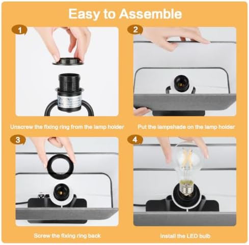 BesLowe 16’’ Table Lamp for Bedroom, Bedside Nightstand Lamp with LED Bulb