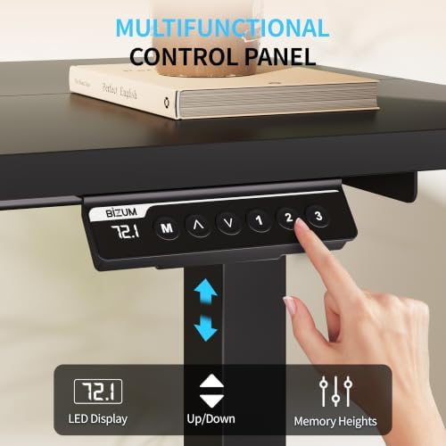 BIZUM Electric Standing Desk, 55" x 24" Height Adjustable Desk, Black Sit to Stand Desk Memory Gaming Computer Workstation for Home Office