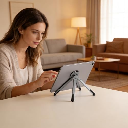 3-in-1 Portable Laptop Stand with Magnetic Phone Holder, Silver