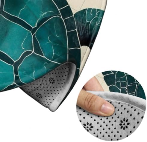 Soft Round Yoga Carpet, Office Chair Decor Round Mat for Carpet and Hardwood Floors Vintage Ocean Animal Theme Sea Turtle