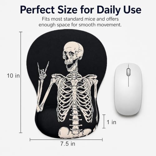 Mouse Pad with Wrist Rest Ergonomic Memory Foam Support, Non-Slip Rubber Base, Comfortable Typing Cushion for Home Office Computer Laptop, Human Skeleton