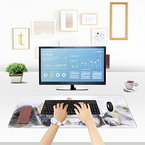 ToLuLu Extended Gaming Mouse Pad, Memory Foam Ergonomic Keyboard Mouse Wrist Rest Support Set, Large Desk Mat with Stitched Edges, Non-Slip Base Mousepad for Home Office Game Study, Ink Mountain