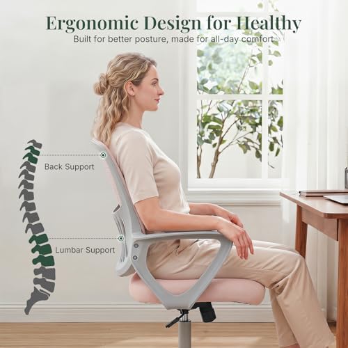 Home Office Desk Chair, Lumbar Support, Mesh Back Computer Chair