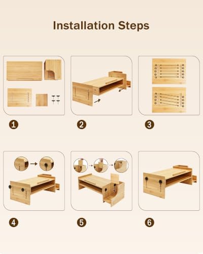 MyPlace Bamboo Monitor Stand Riser with Adjustable Height and Angle