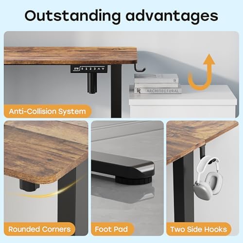 Small Electric Standing Desk, 35" Sit Stand Rising Desk