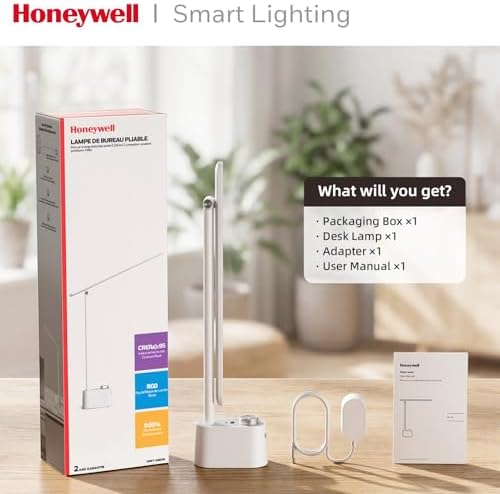 Honeywell LED Desk Lamp, Sunturalux™ White Desk Lamps for Home Office USB