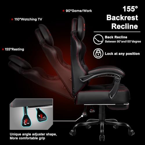 VITESSE Big and Tall Gaming Chair 400lb Weight Capacity with Footrest, Ergonomic Video Game Chair for Adults with Oversized Headrest and Lumbar Pillow, Computer Chair Gaming for Office