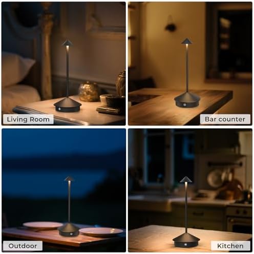2 Pack Cordless Table Lamp, 6000mAh Rechargeable Battery Operated Desk Lamp, Portable Table Light,3 Color Stepless Dimming Up,for Restaurant, Bedroom, Patio,Outdoor Camping, Coffee Shop, Night Light