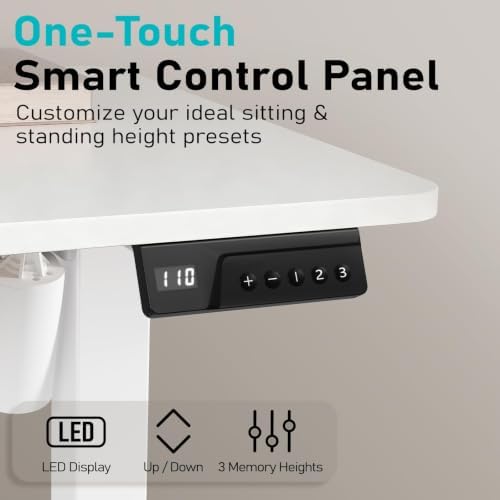 Electric Standing Desk, 40" x 24" Small Sit Stand Desk, White
