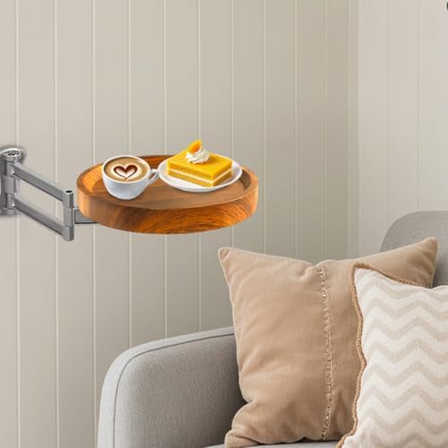 Comeon Wall Mounted Folding Nightstand, Night Stand Fold Down for Small Spaces Bedside Table Bed Side Tables Bedroom to Place Alarm Clock Electronic Devices Books (Wood)