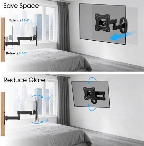 Full Motion TV Wall Mount for 12-29 Inch Monitor Bracket RV Camper