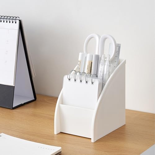 Desk Organizer with Tiered Compartments - No Lid Pencil Holder for Office Supplies Remote Control & Pen Storage Workspace Organizer for Women, College Dorm Room, Desktop (11.7x8.8x13cm)