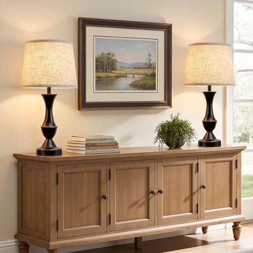 Luvkczc Table Lamp Set of 2, 19" Farmhouse Vintage Bedside Lamps