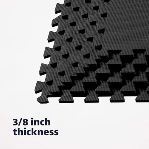 We Sell Mats Interlocking Foam Floor Tiles - 3/8" Thick Black 18-Pack