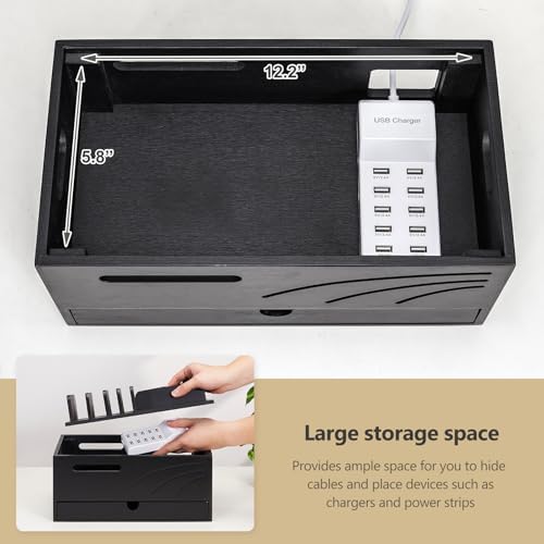 Homde Bamboo Charging Station Organizer: 6 Compartments and Drawer