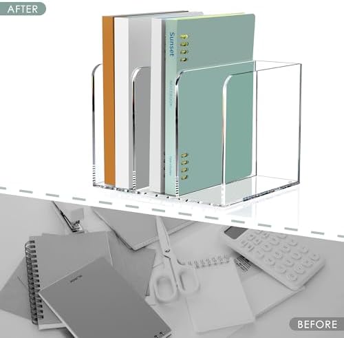 SANRUI Acrylic Magazine Holder Desk Organizer Workspace Sorter Clear 3 Slot