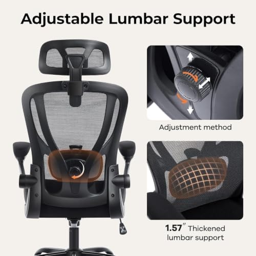 Ergonomic Office Chair, Mesh Office Desk Chair, Black, 1 Pack