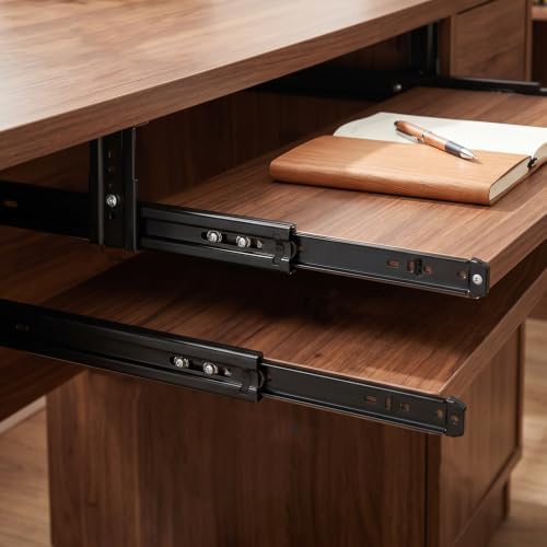 KINJOEK 4 PCS 14 Inch Under Desk Keyboard Tray Rails Slides, Adjustable Height Heavy Duty Ball Bearing Keyboard Mount Track, Black