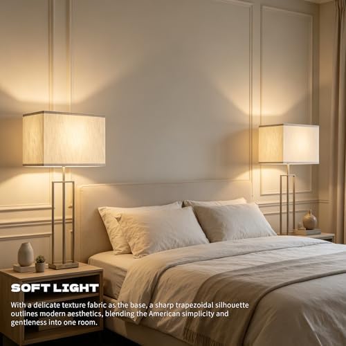 GO&SO Medium Rectangle Lamp Shades Set of 2,14"L×8"W×9"H Gray Shade Deco