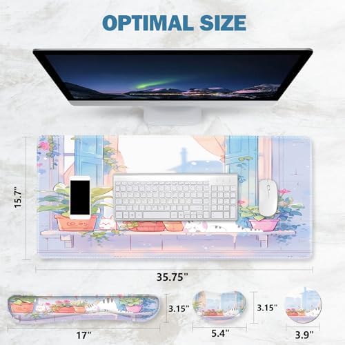 ToLuLu Extended Gaming Mouse Pad, Ergonomic Keyboard Mouse Wrist Rest Set