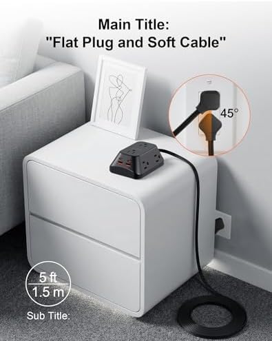Desk Clamp Power Strip, 6 AC, 2 USB-C & 2 USB-A, 1440J, 10FT Cord