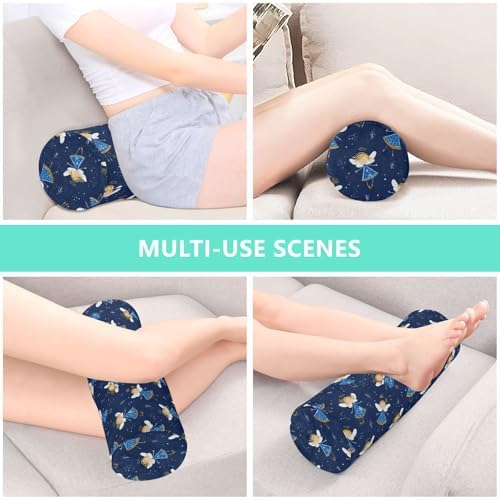 Angel Navy Blue Small Neck Roll Pillow Decorative Cylinder Neck Roll Pillow almohada para Yoga