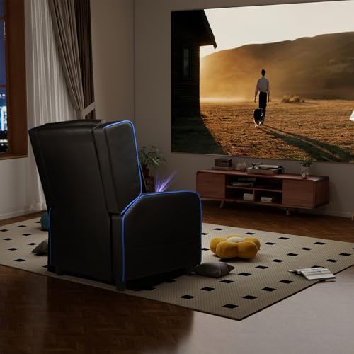GTRACING Gaming Recliner Chair for Living Room Racing Style Single PU Leather Gaming Sofa for Adults Modern Game Recliners Ergonomic Comfortable Home Theater Seating, Blue
