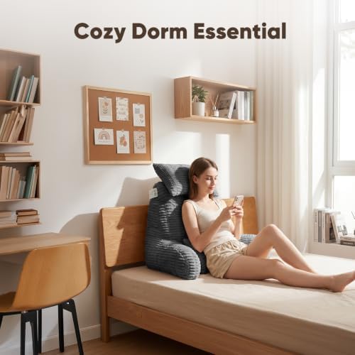 28" XXL Reading Pillow, Backrest Pillow with Detachable Neck Pillow