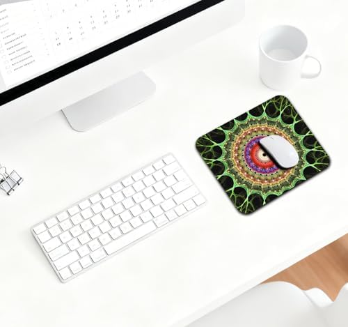 9.5x7.9 Inch Office/Gaming Mouse Pad, Amazing Organic Floral Vibrant Fractal Mandala Design Cute Anti-Slip Mat for Desk