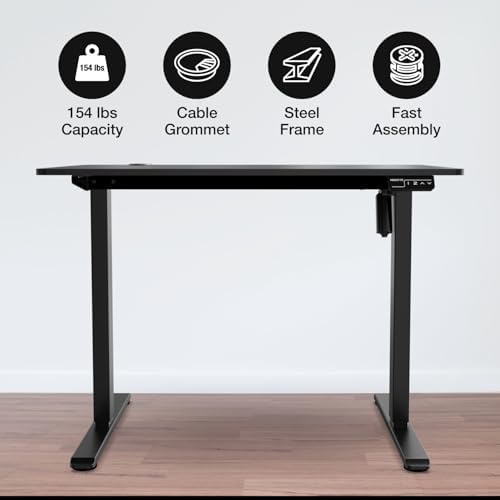 Mount-It! Electric Standing Desk Adjustable Height 40x24 – Compact Sit Stand Desk with Memory Presets, Home Office Workstation, Ergonomic Small Computer Table, Black Frame and Black Top