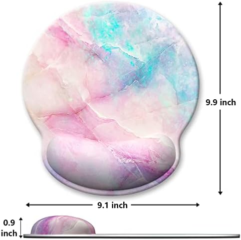 Ergonomic Mouse Pad with Wrist Support, Marble Style Memory Foam Wrist Rest Mouse Pads, Cute Laptop Computer Office Accessories Decor, Pain Relief Mousepad for Gaming Typing Work Women, Pink