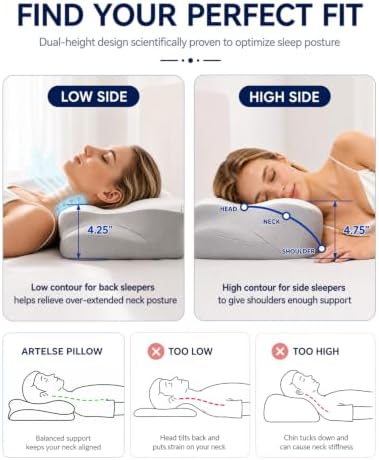 Cervical Neck Pillow, Ergonomic Pillow for Side & Back Sleepers
