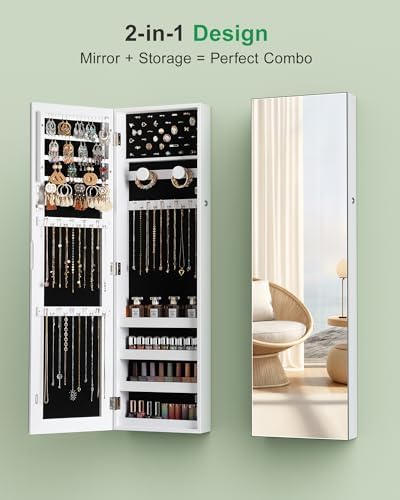 Nicetree Hanging Jewelry Cabinet, Jewelry Organizers and Storage, White