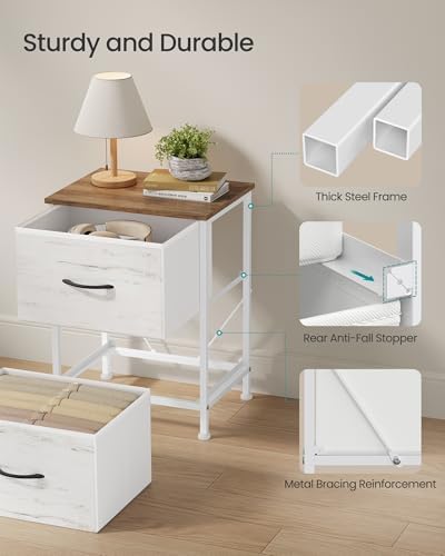 SONGMICS Nightstand with 2 Fabric Drawers, Bedside Table, Side End Table